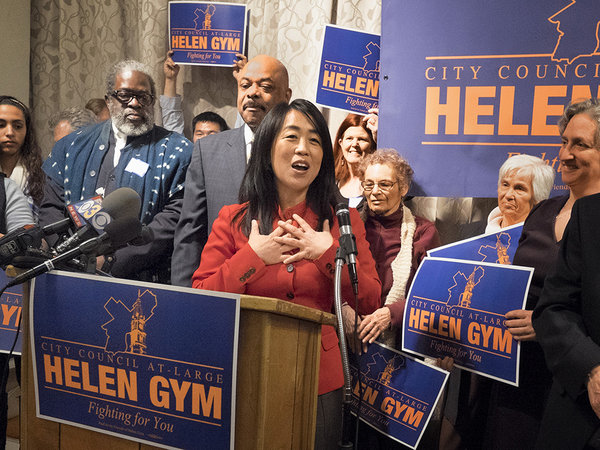 Helen Gym announces City Council at-Large campaign. (Image via Philly.com)
