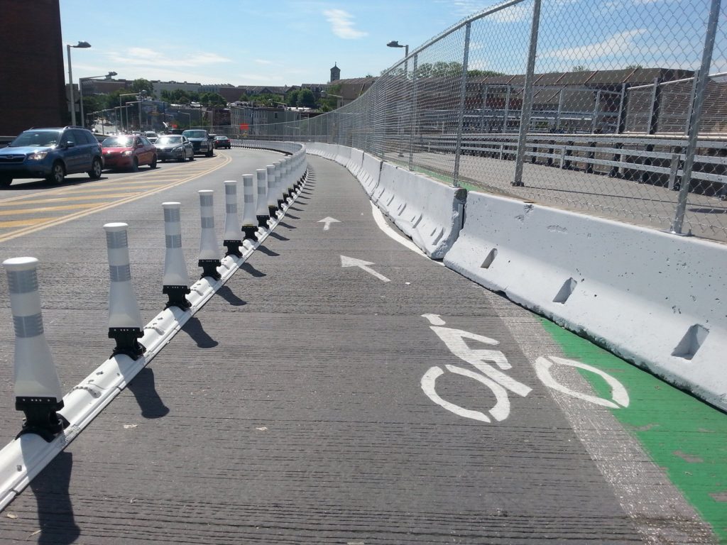 South Street Bridge bike lane during construction