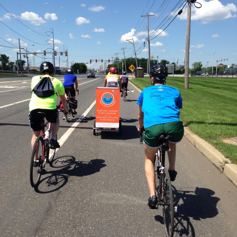 The Wash Cycle team biked 160 miles from Philly to DC for the opening of their DC location, bringing one of their delivery vehicles along for the ride.