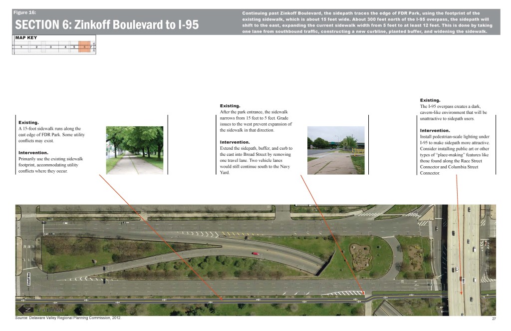 One of several panels of the proposed sidepath.
