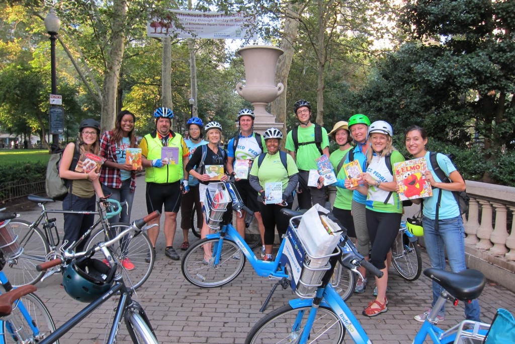 Volunteers gathered for 'Ride for Reading' at Rittenhouse Square.