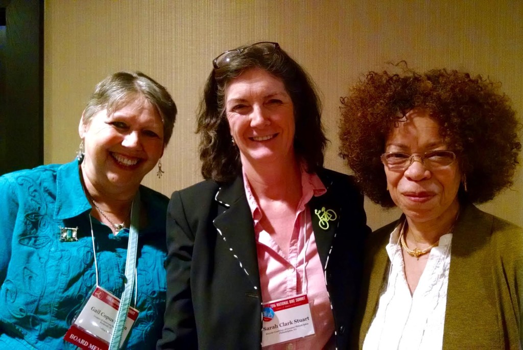 Left to right: Gail Spann, BCGP Executive Director Sarah Clark Stuart, Bike League Board President Karen Jenkins