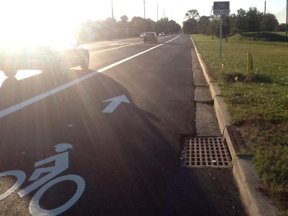 A suburban bike lane on Academy St in Clayton, NJ