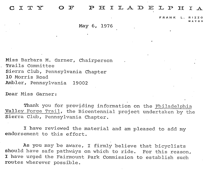 Screenshot from letter from Mayor Frank Rizzo to the Sierra Club