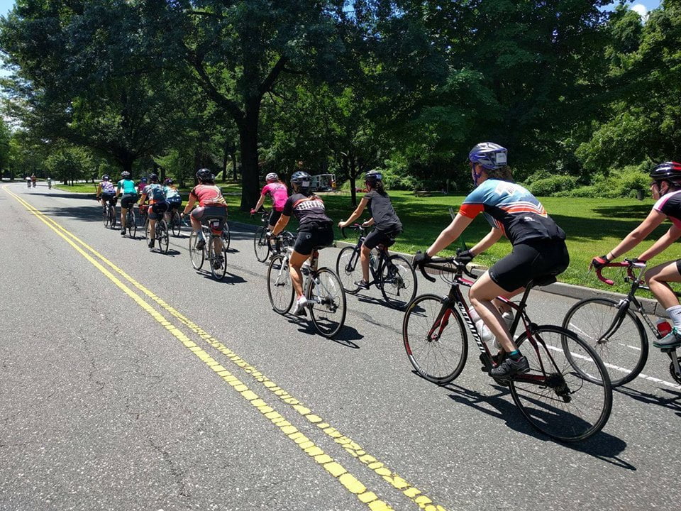 Women, trans, femme riders on MLK Drive as part of the WTF 100 Series