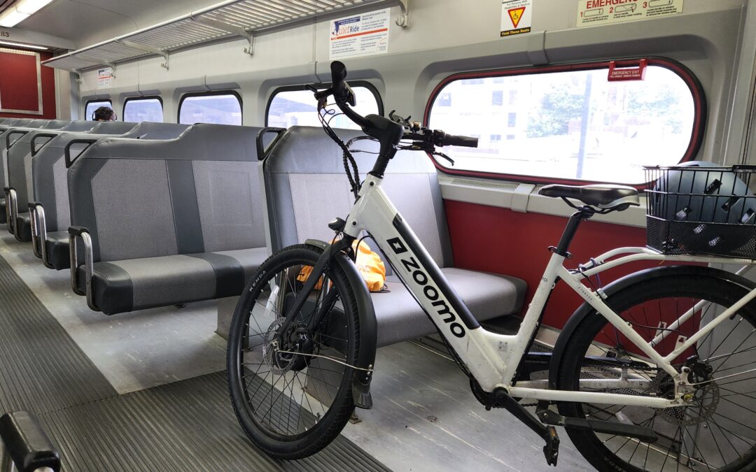 Zoomo Zero E-Bike on Regional Rail